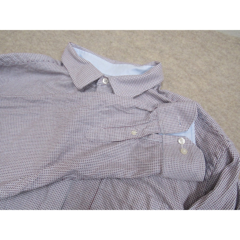 Johnston & Murphy Mens XXL Button Down Shirt Long Sleeve Cotton Micro Pattern
